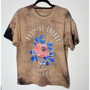 Chemistry Positive Energy Shirt‎ Mens L Tie Dye Skull Graphic Brown